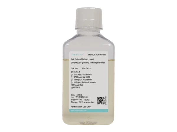 DMEM (Low glucose), without phenol red (500 mL)