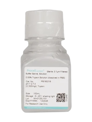 0.05% Trypsin Solution (dissolved in PBS) (100 mL)