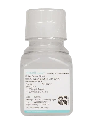 0.05% Trypsin Solution, with EDTA, dissolved in PBS (100 mL)