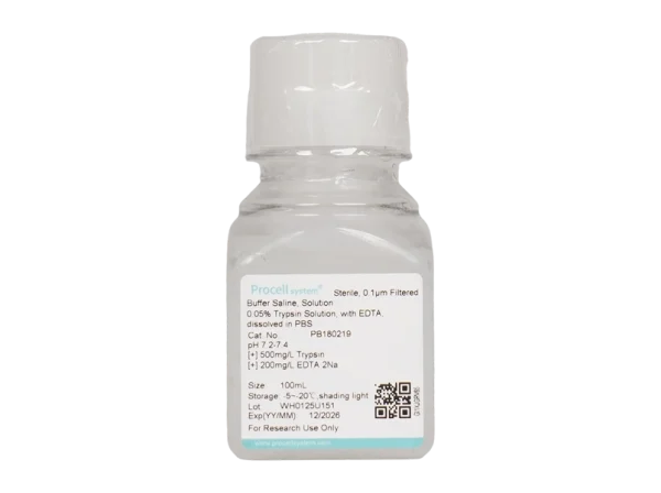 0.05% Trypsin Solution, with EDTA, dissolved in PBS (100 mL)