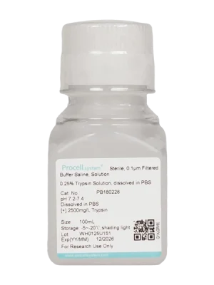 0.25% Trypsin Solution, dissolved in PBS (100 mL)