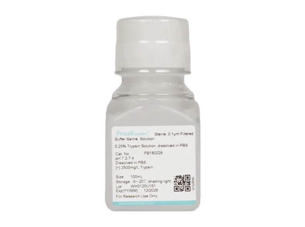 0.25% Trypsin Solution, dissolved in PBS (100 mL)